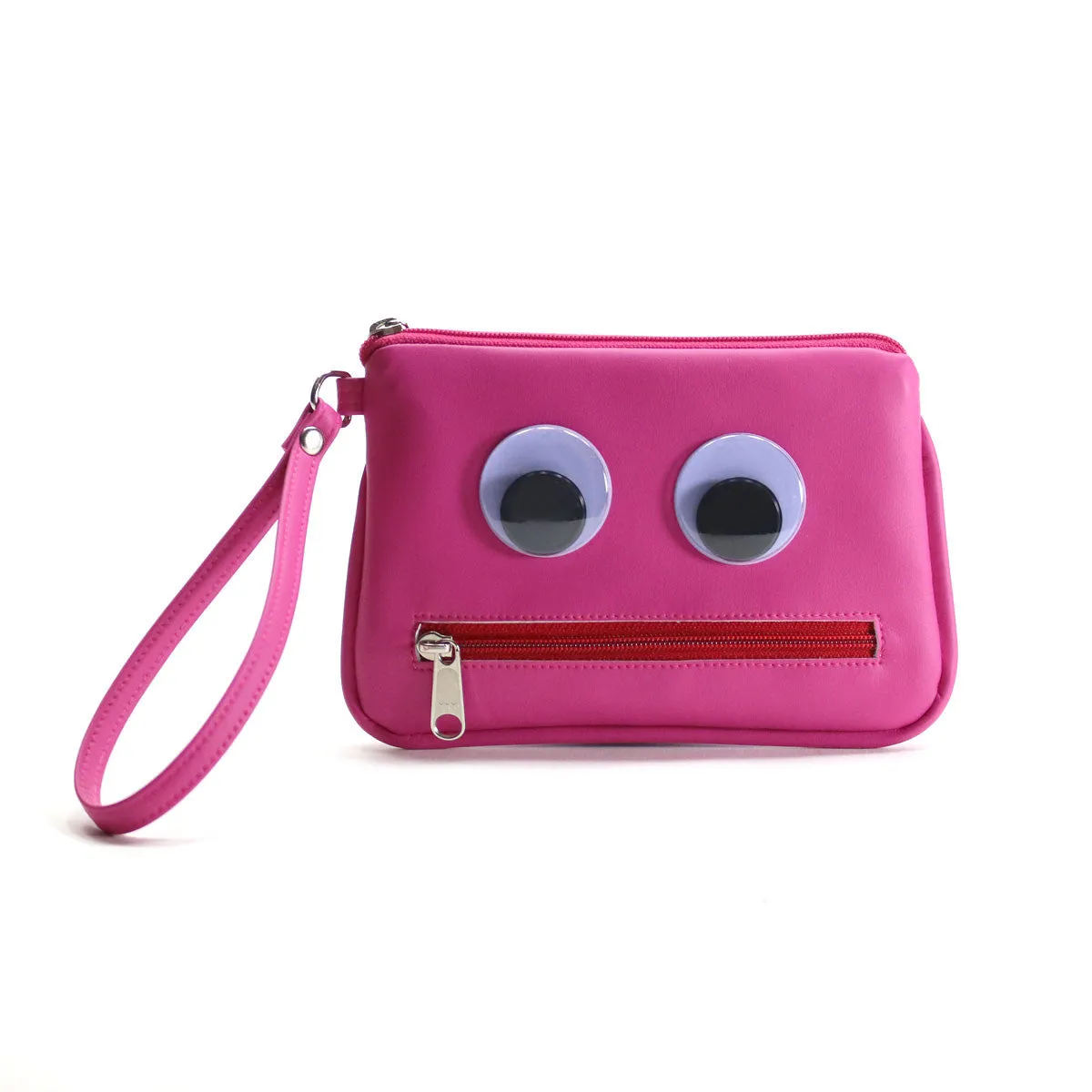 Googly-Eyed Monster Vegan Wristlet/Crossbody Bag (Multicolored)