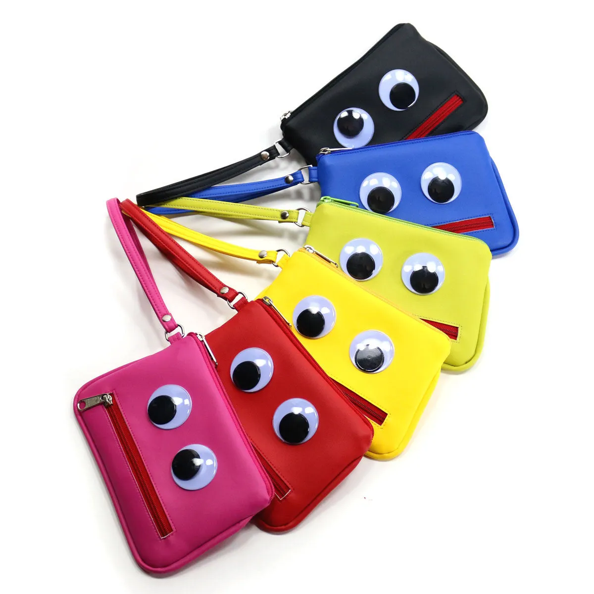 Googly-Eyed Monster Vegan Wristlet/Crossbody Bag (Multicolored)