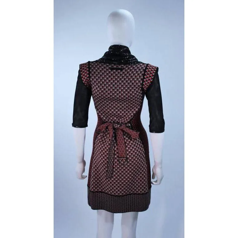 JEAN PAUL GAULTIER Brown Wool Dress with Mesh Collar | Size XS