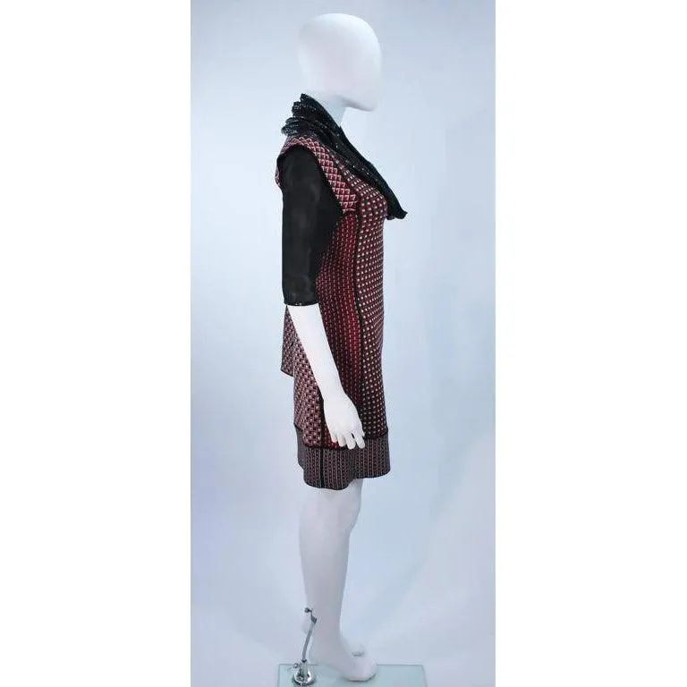 JEAN PAUL GAULTIER Brown Wool Dress with Mesh Collar | Size XS