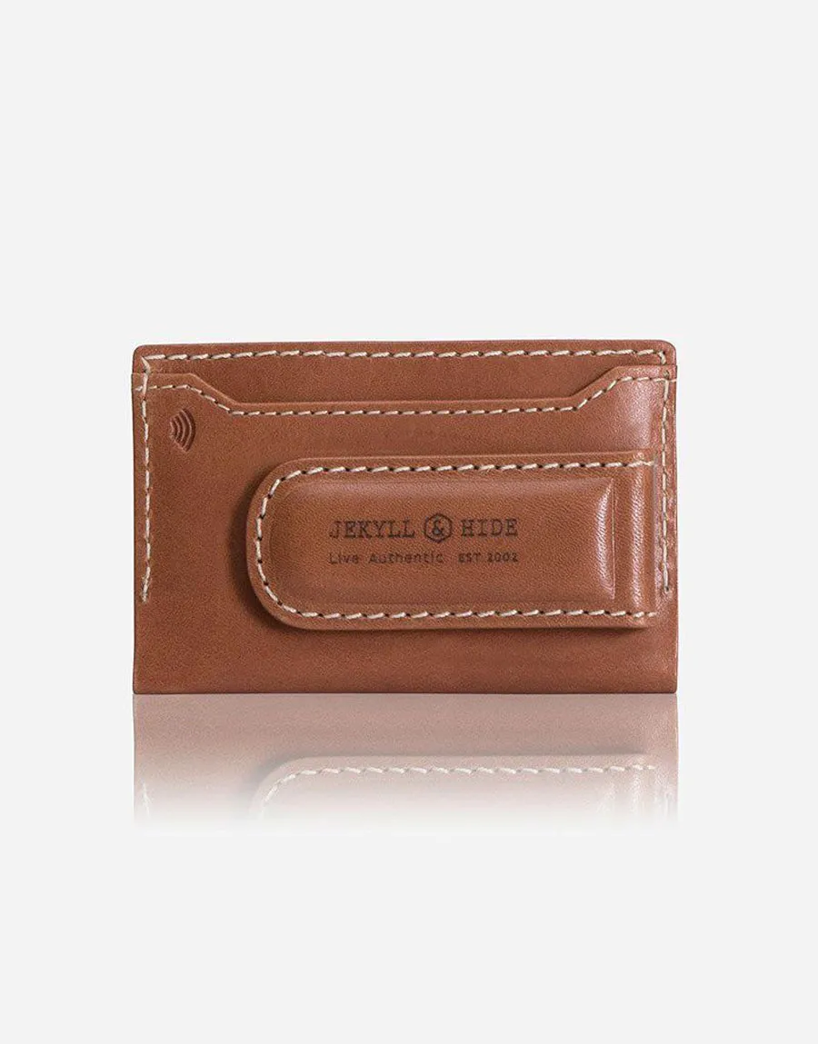 Jekyll & Hide Roma Card And Money Clip Holder Tan