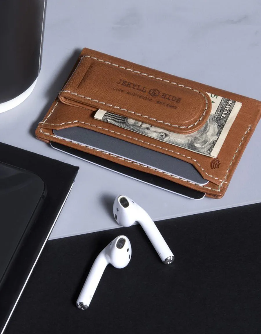 Jekyll & Hide Roma Card And Money Clip Holder Tan