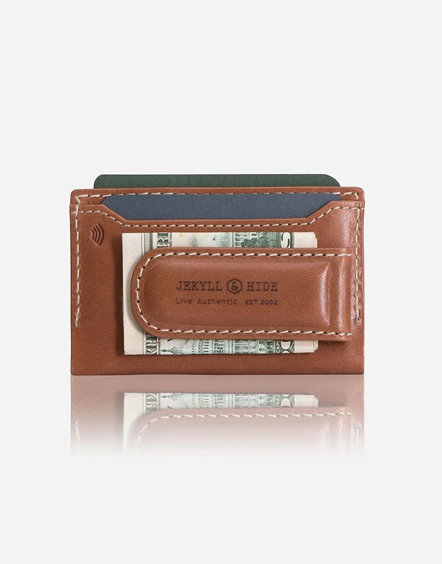 Jekyll & Hide Roma Card And Money Clip Holder Tan