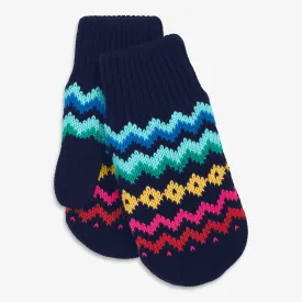 Kids fleece-lined rainbow fair isle mittens