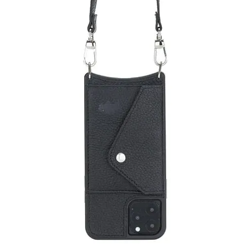 Lara iPhone 11 Pro Crossbody Wallet Case, Pebble Black