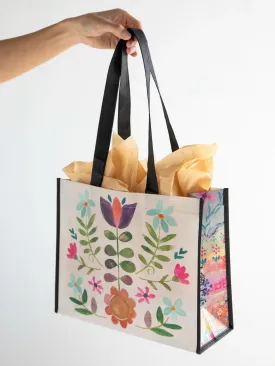 Large Happy Bag, Set of 3 - Cream Folk Flower