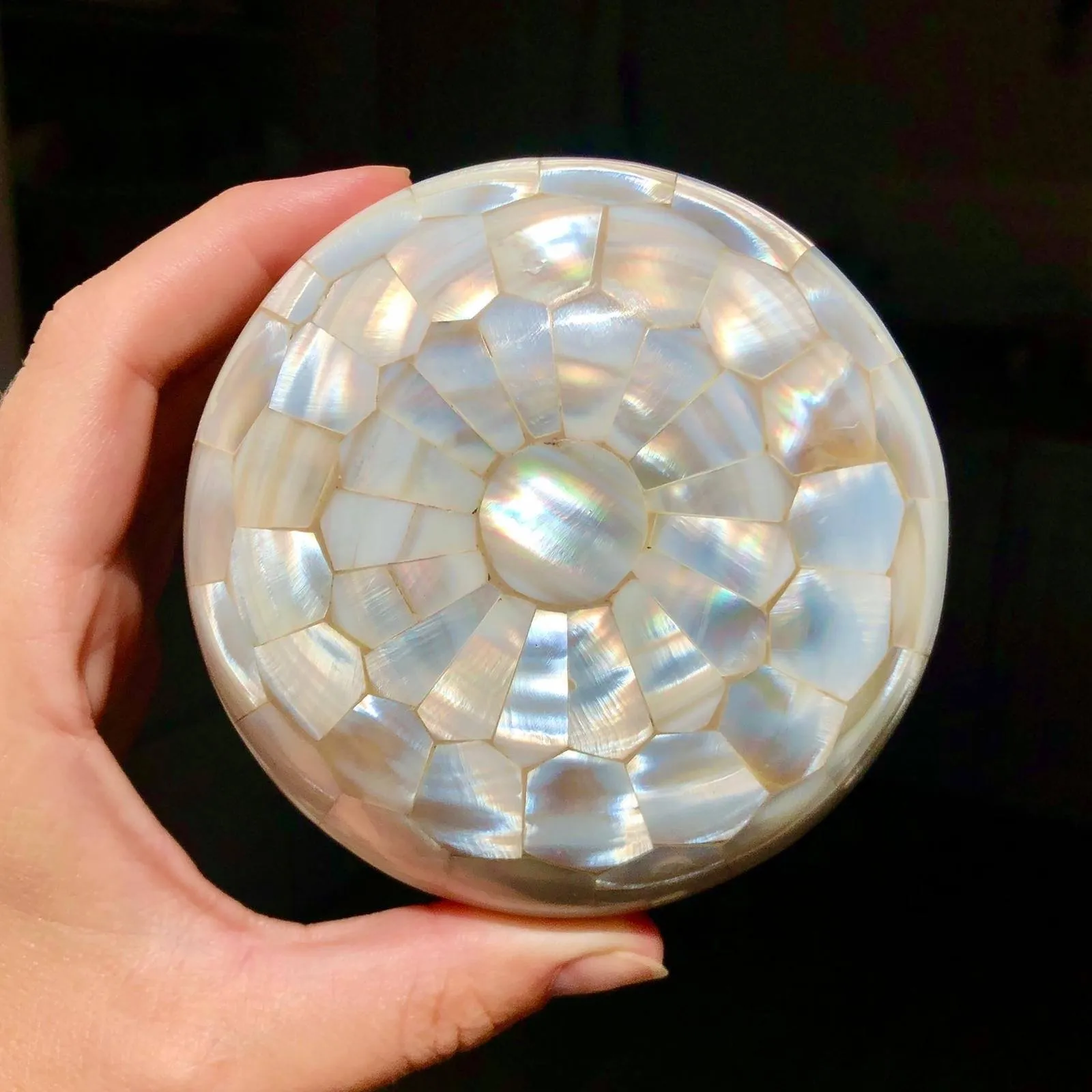 Large Mother Of Pearl Trinket Pot