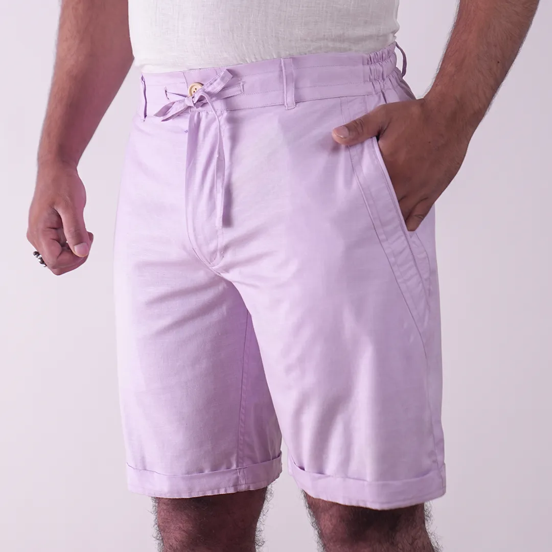 Mauve Cotton Linen Shorts