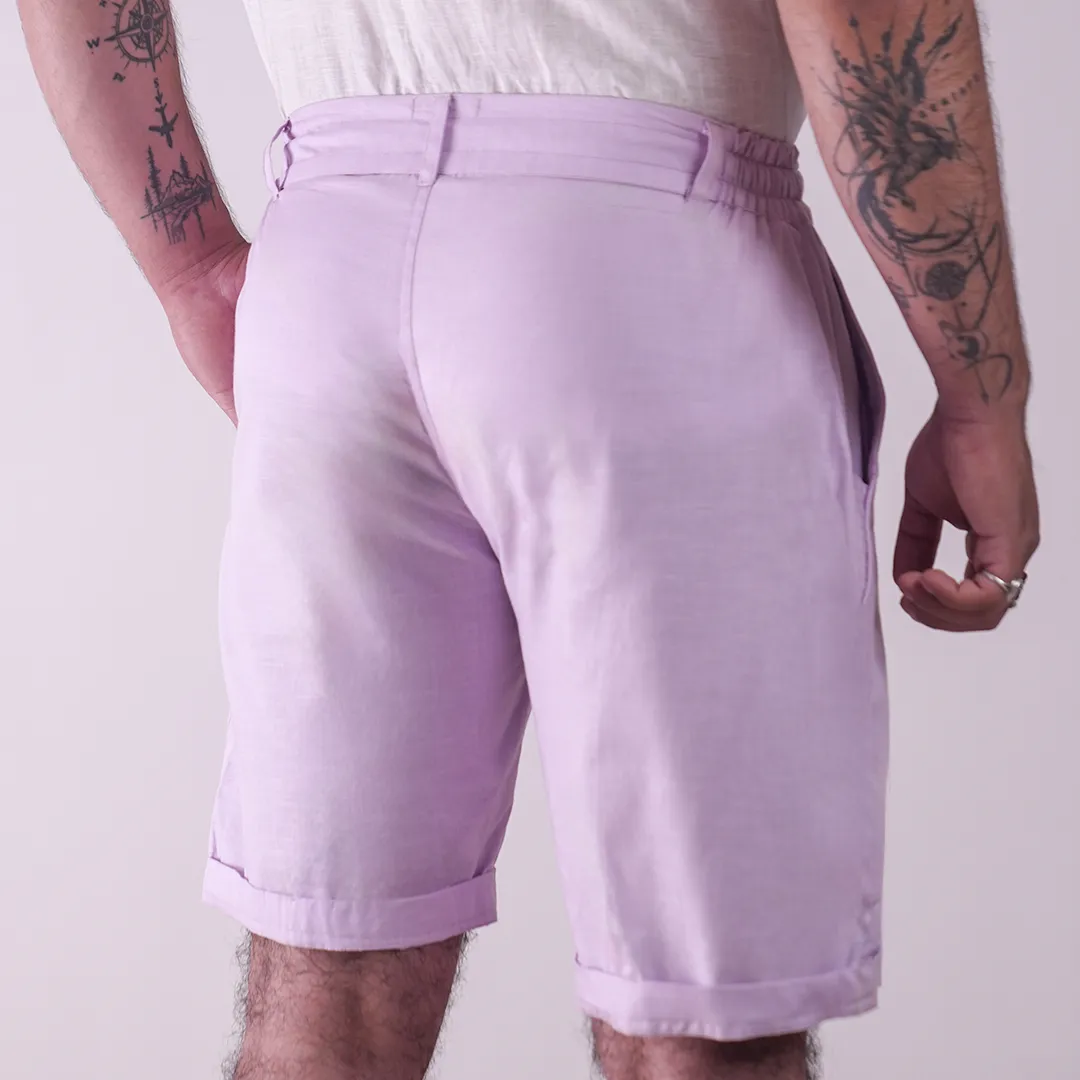 Mauve Cotton Linen Shorts