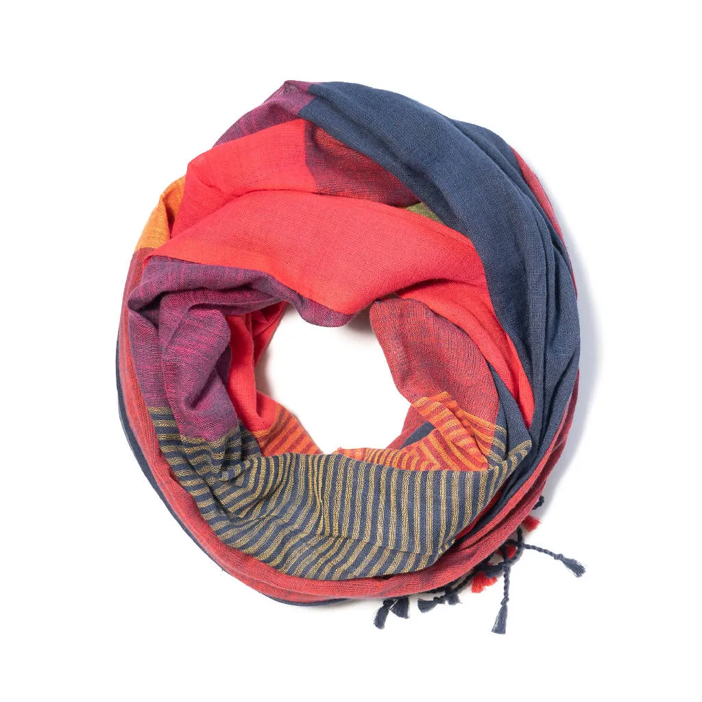 Meena- Organic Cotton scarf stripe at bottom