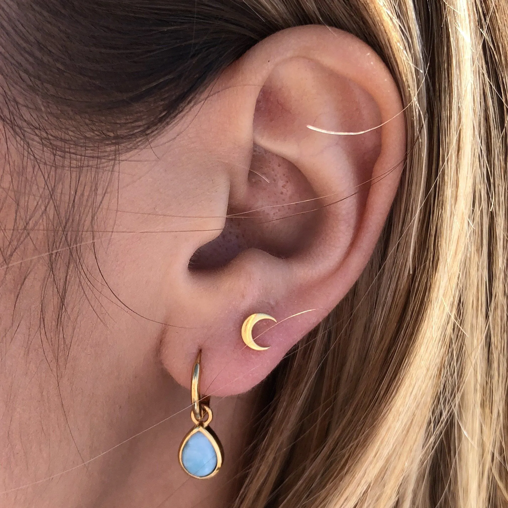 Mini New Moon Stud Earrings