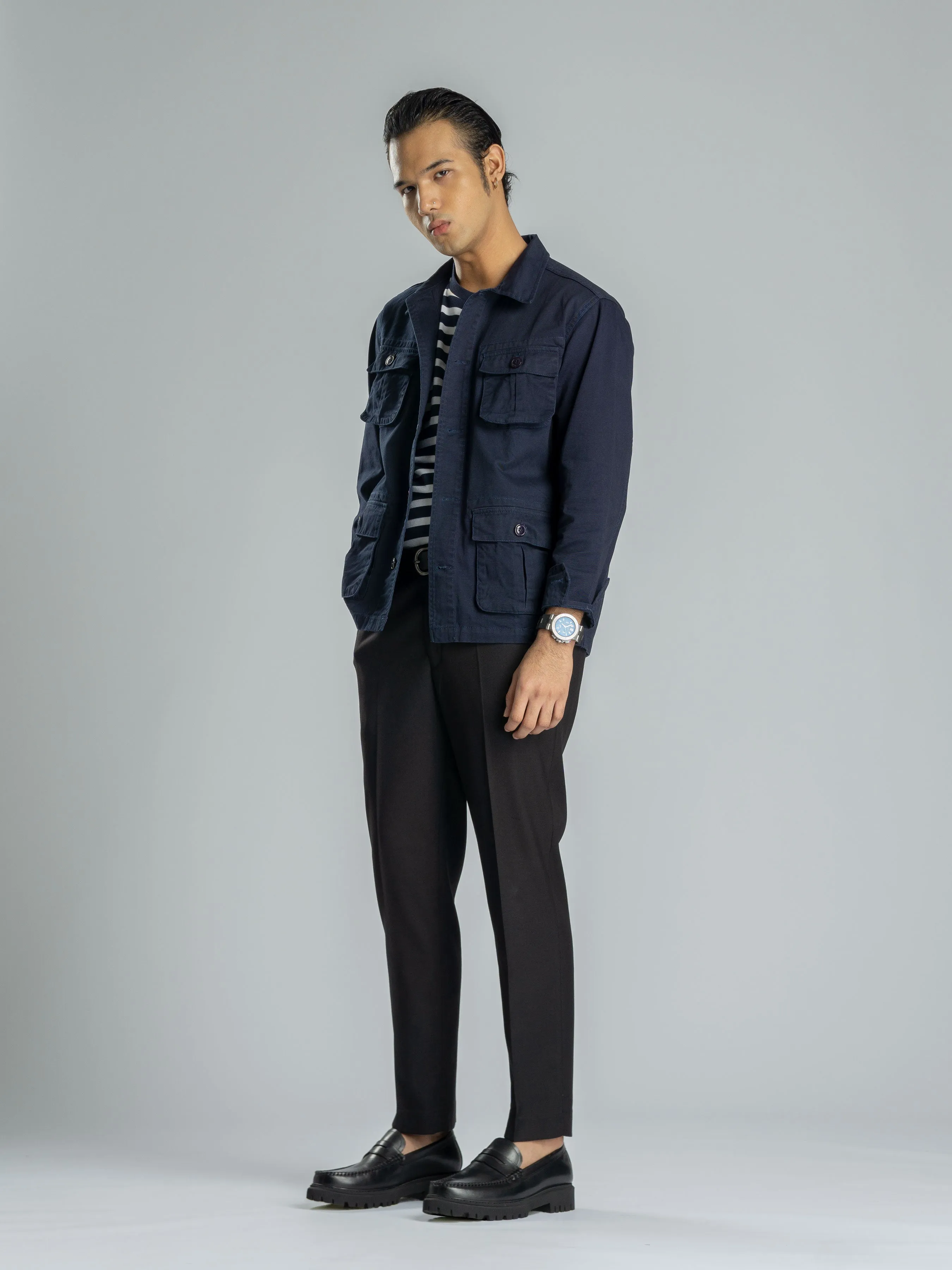 Modern Safari Jacket - Navy Blue