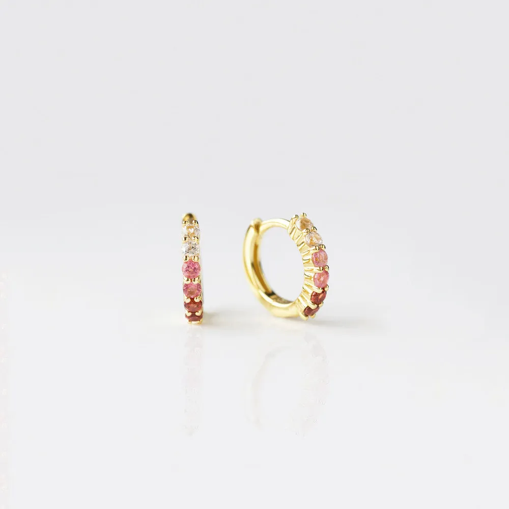 Ombre Tourmaline Huggie Hoop Earrings