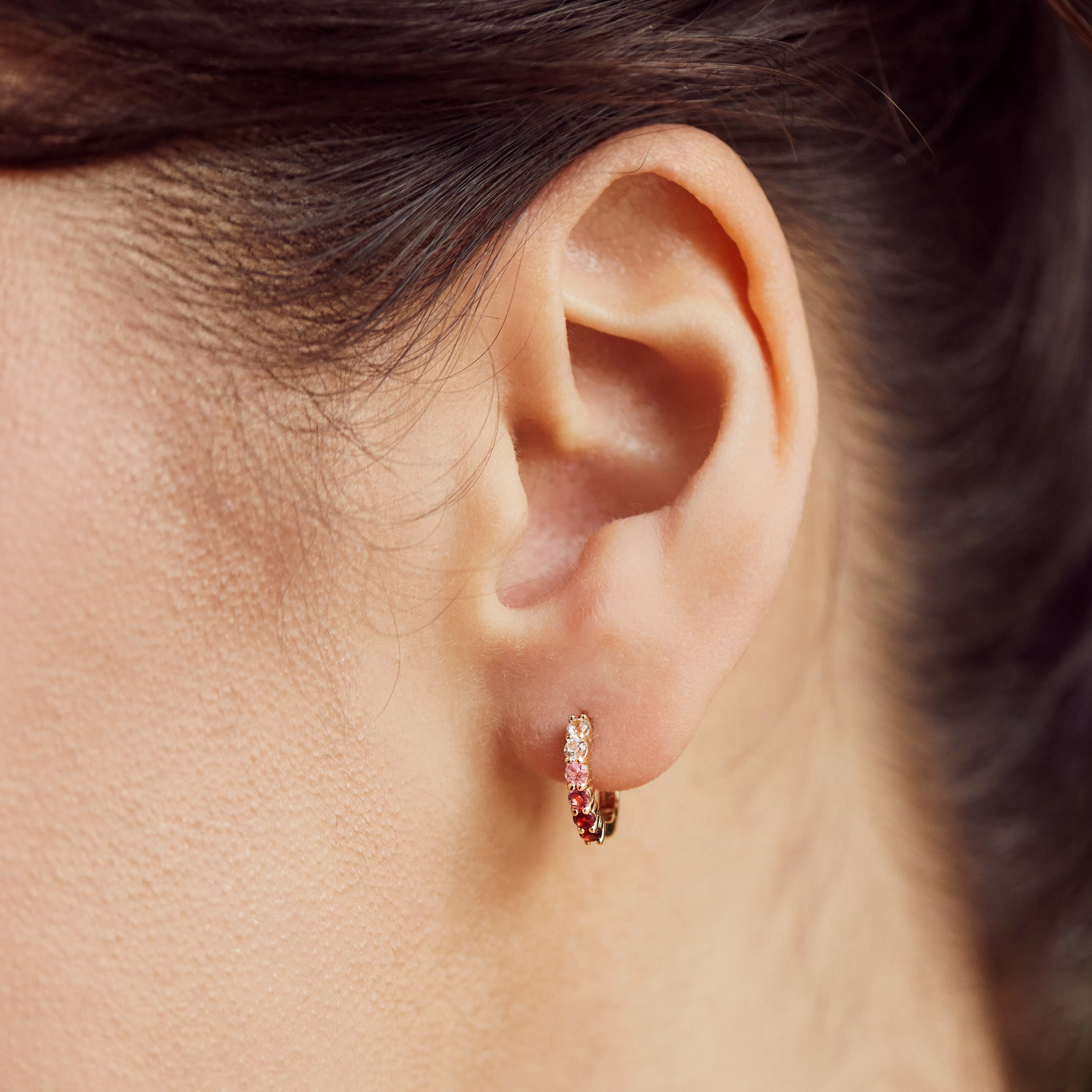 Ombre Tourmaline Huggie Hoop Earrings