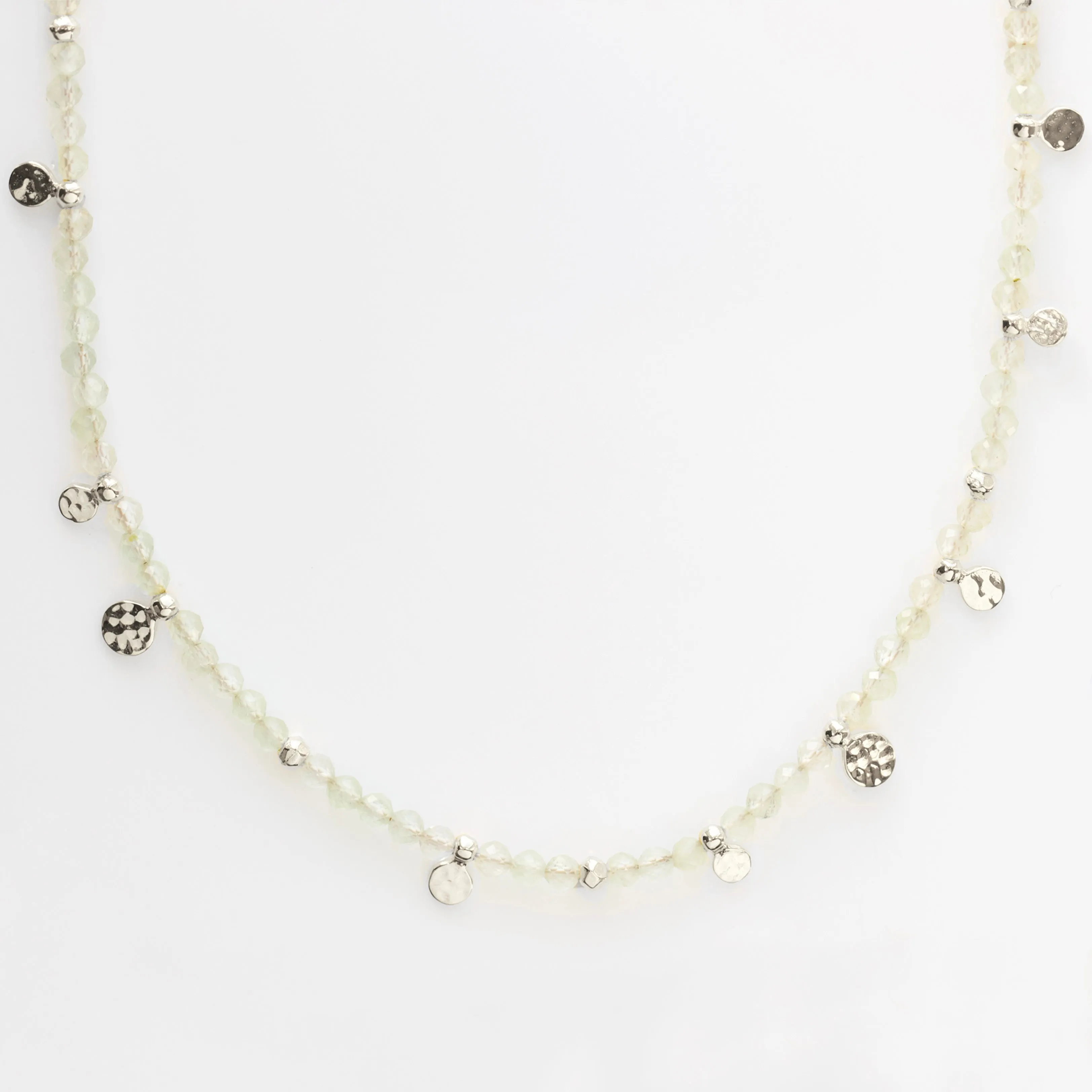 Prehnite Beaded Coin Necklace