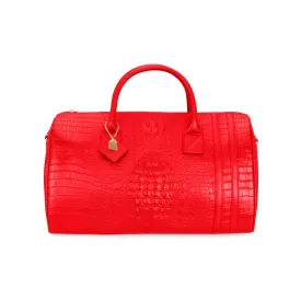 Red Apollo 2 Faux Crocodile Skin Duffle Bag