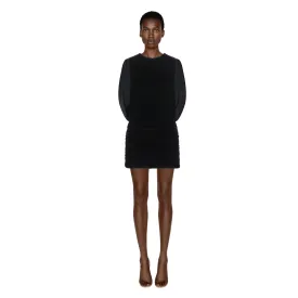 SAINT LAURENT Black Velvet Short Dress | Size US 2 - FR 36