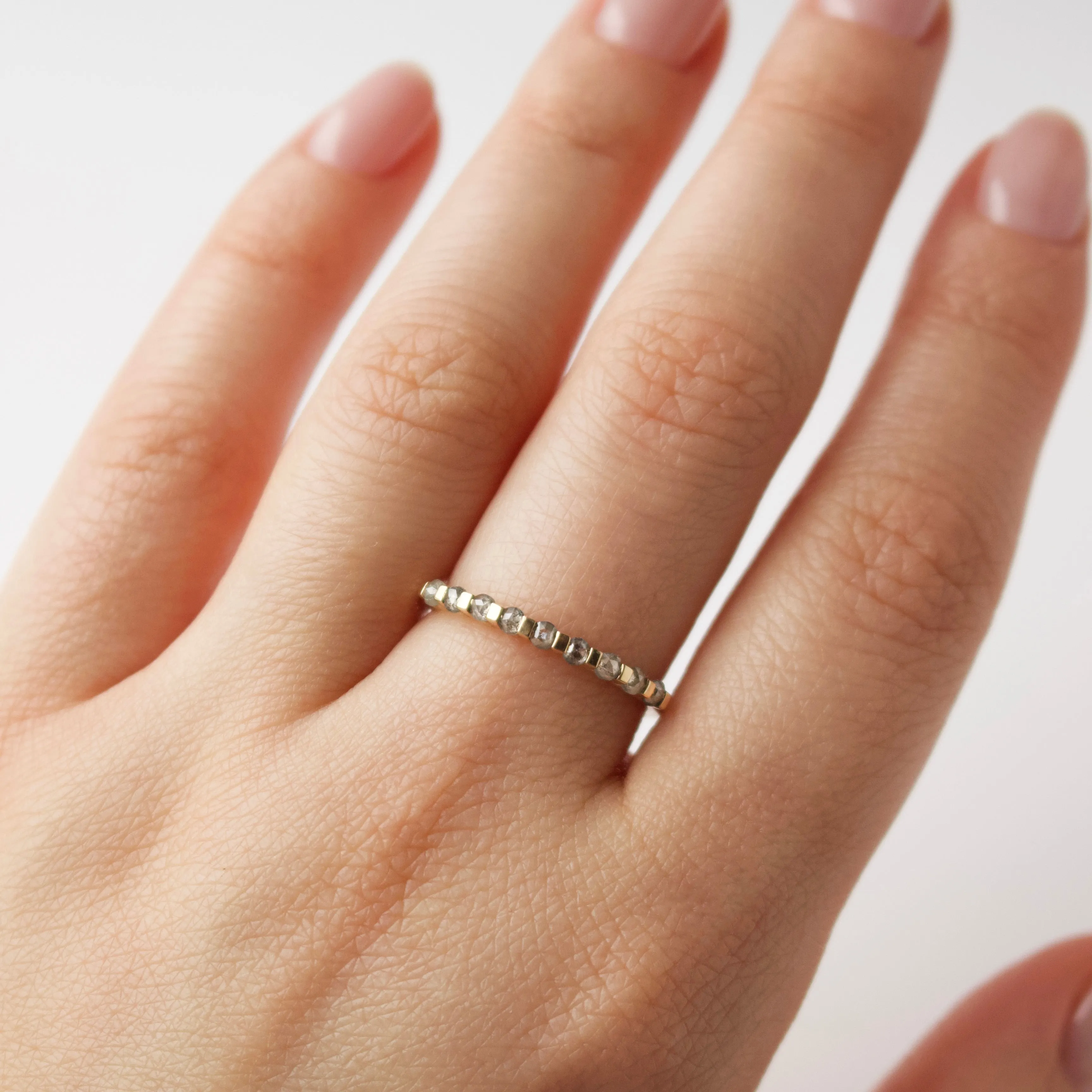 Salt & Pepper Diamond Half Eternity Band