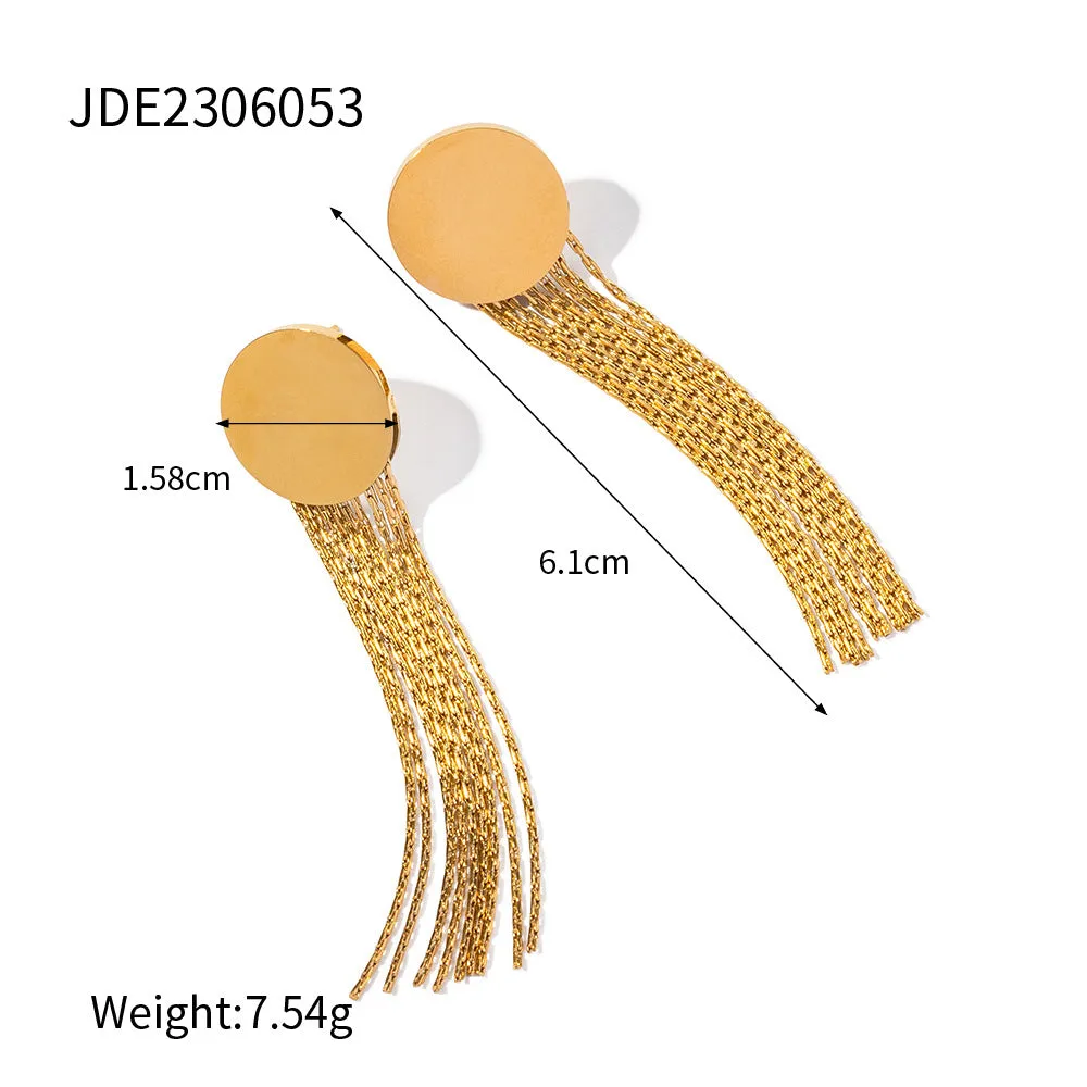 SISSLIA Trend Accessories 18k Gold Plated Stainless Steel Tassel Popular Earrings for Women