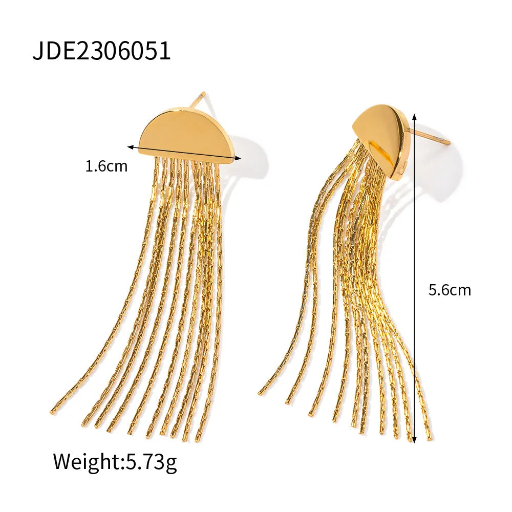 SISSLIA Trend Accessories 18k Gold Plated Stainless Steel Tassel Popular Earrings for Women