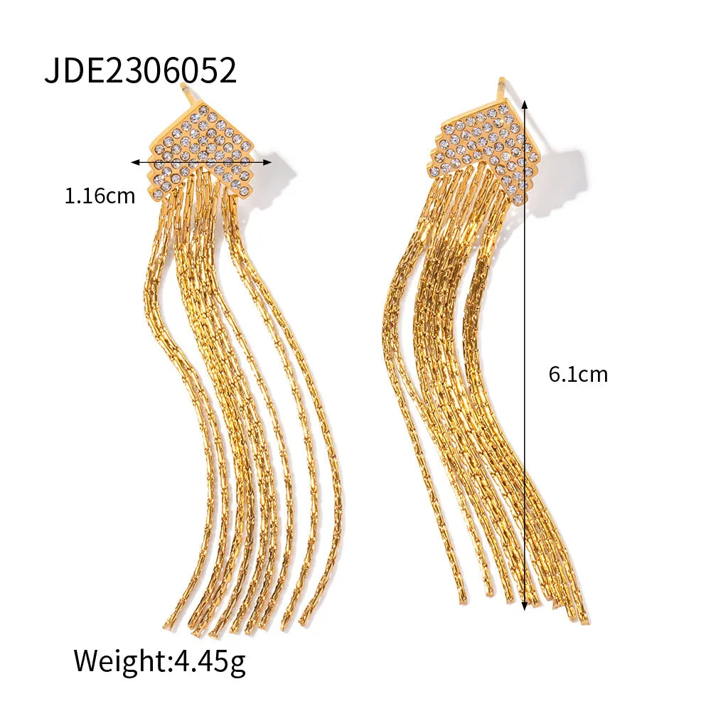 SISSLIA Trend Accessories 18k Gold Plated Stainless Steel Tassel Popular Earrings for Women