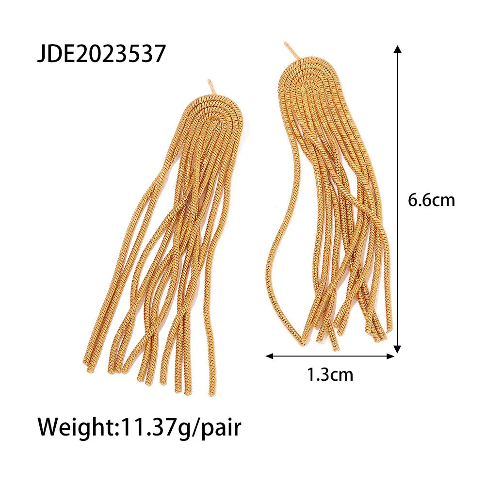 SISSLIA Trend Accessories 18k Gold Plated Stainless Steel Tassel Popular Earrings for Women