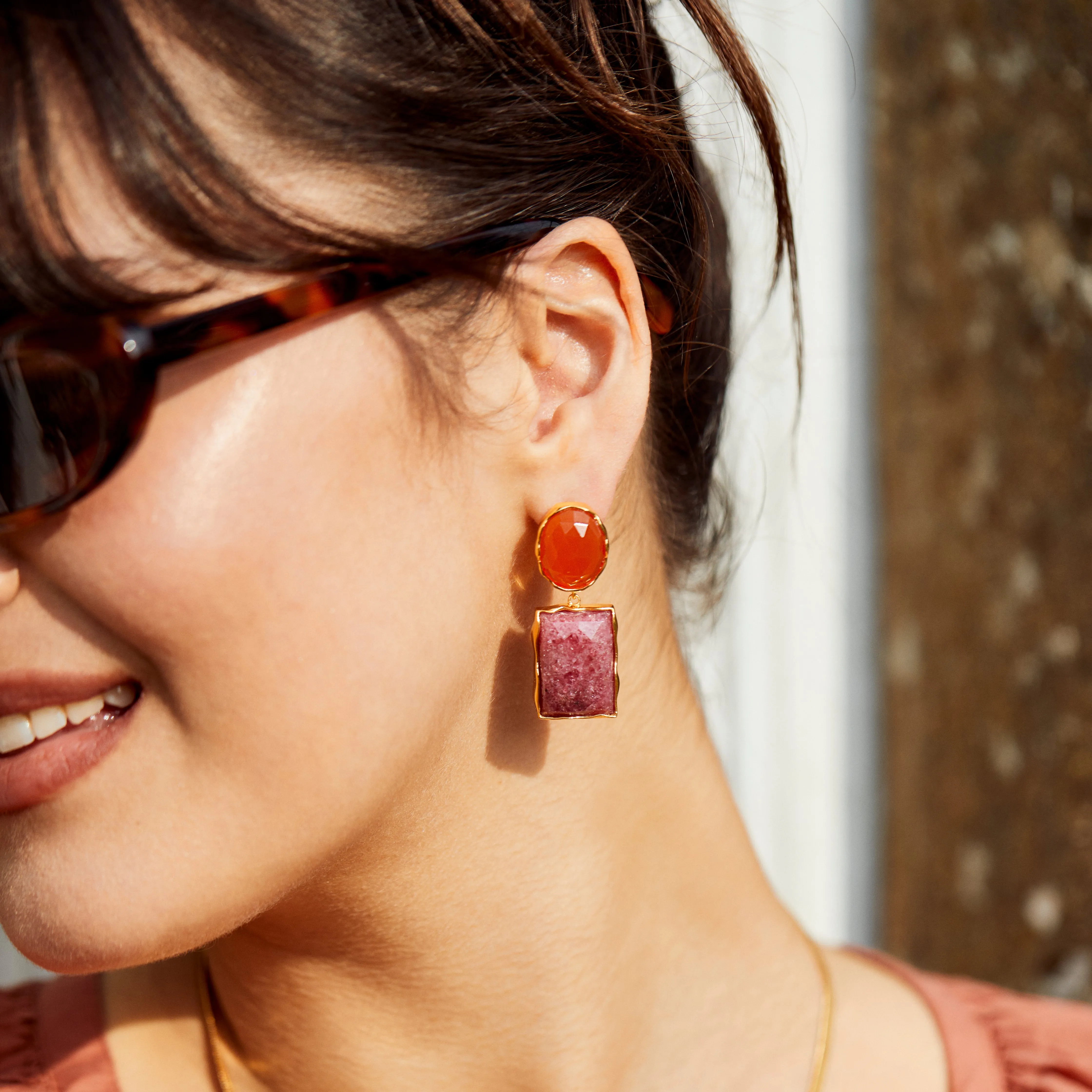 Statement Double Gemstone Earrings