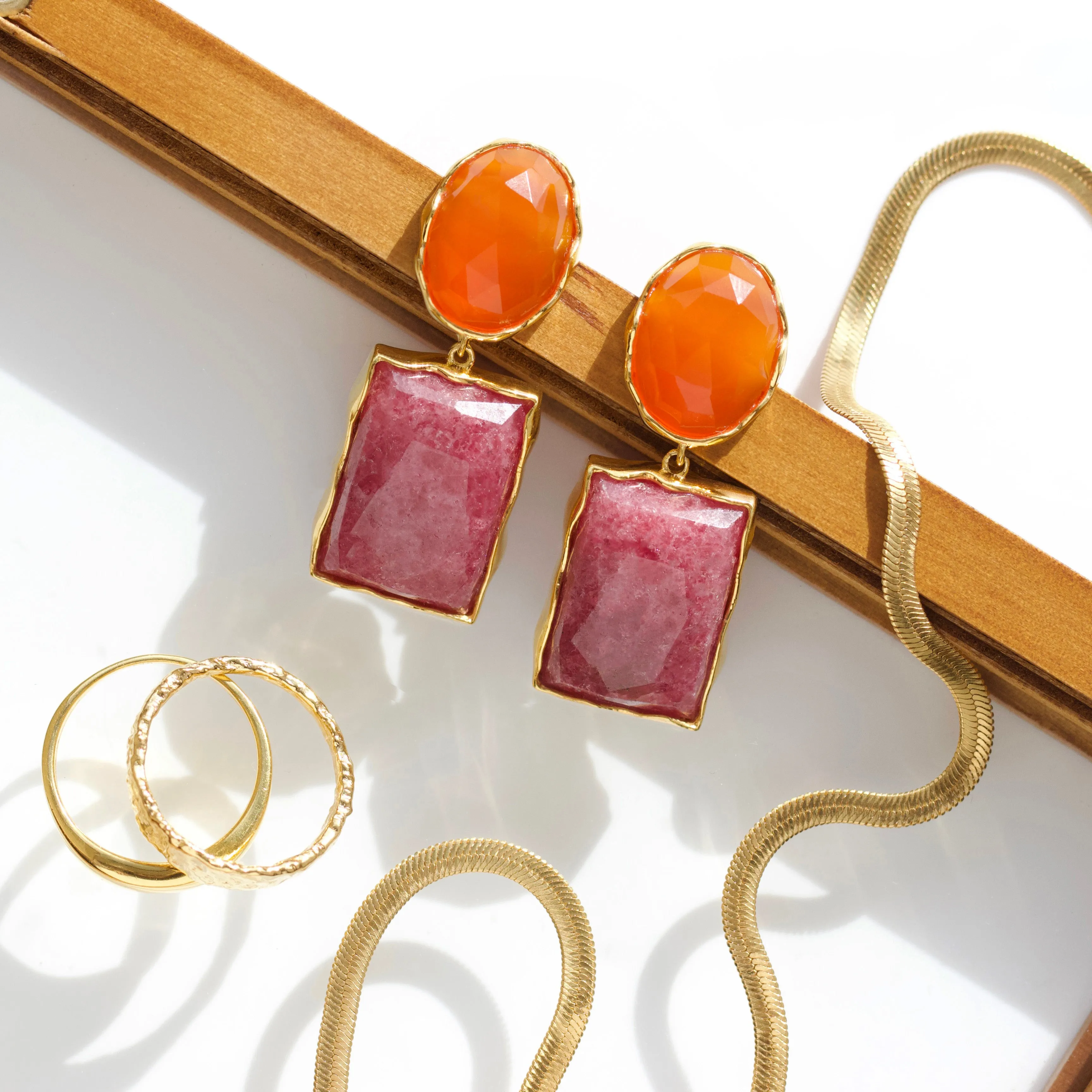 Statement Double Gemstone Earrings