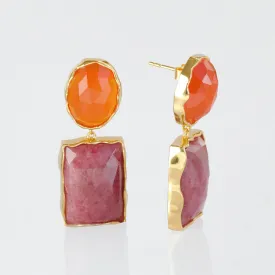 Statement Double Gemstone Earrings