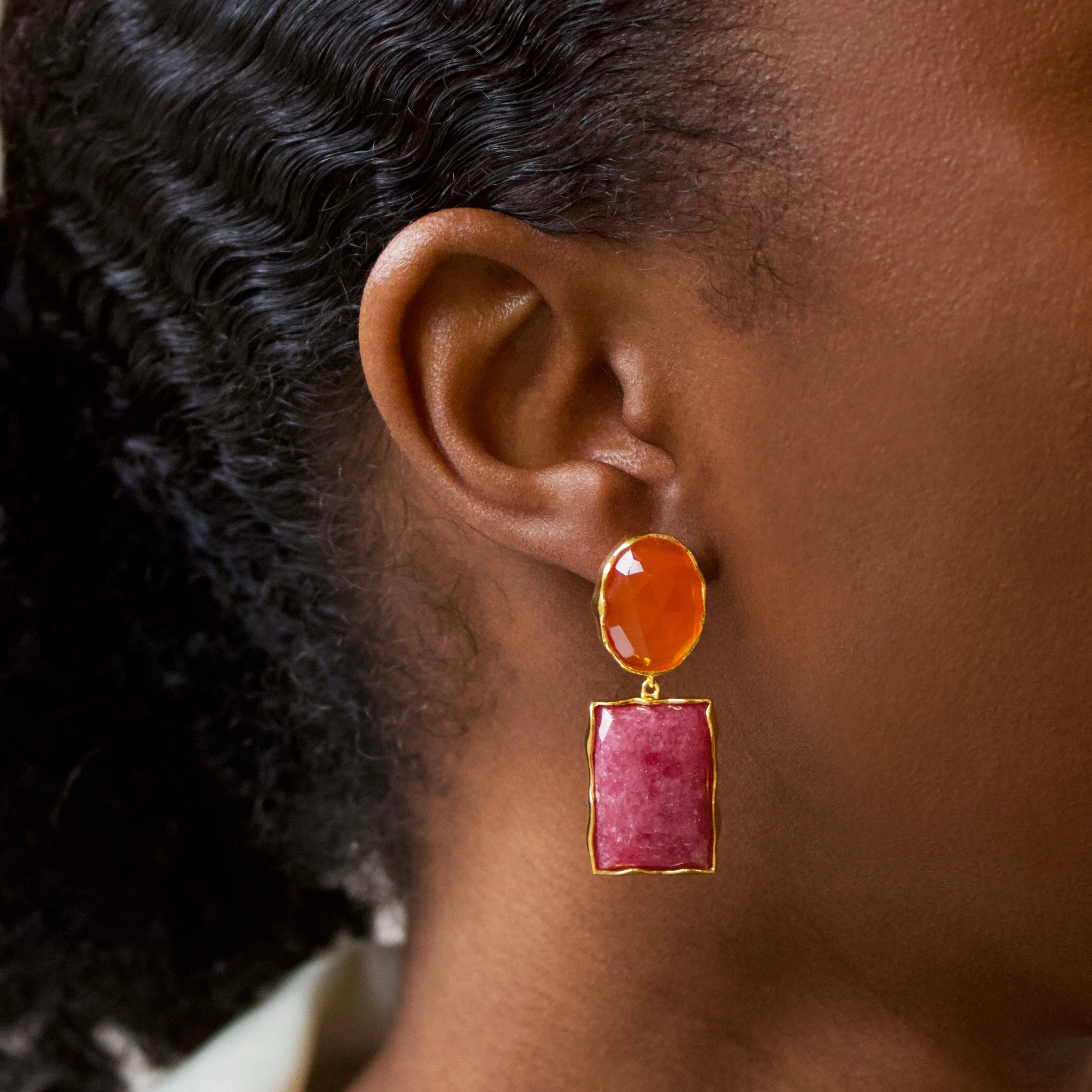 Statement Double Gemstone Earrings