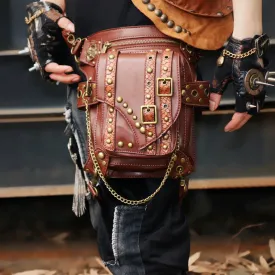 Steampunk Holster Protected Purse Shoulder Purse leather Men's bag  Motor leg Pack Waist Packs chain package Messenger Bag