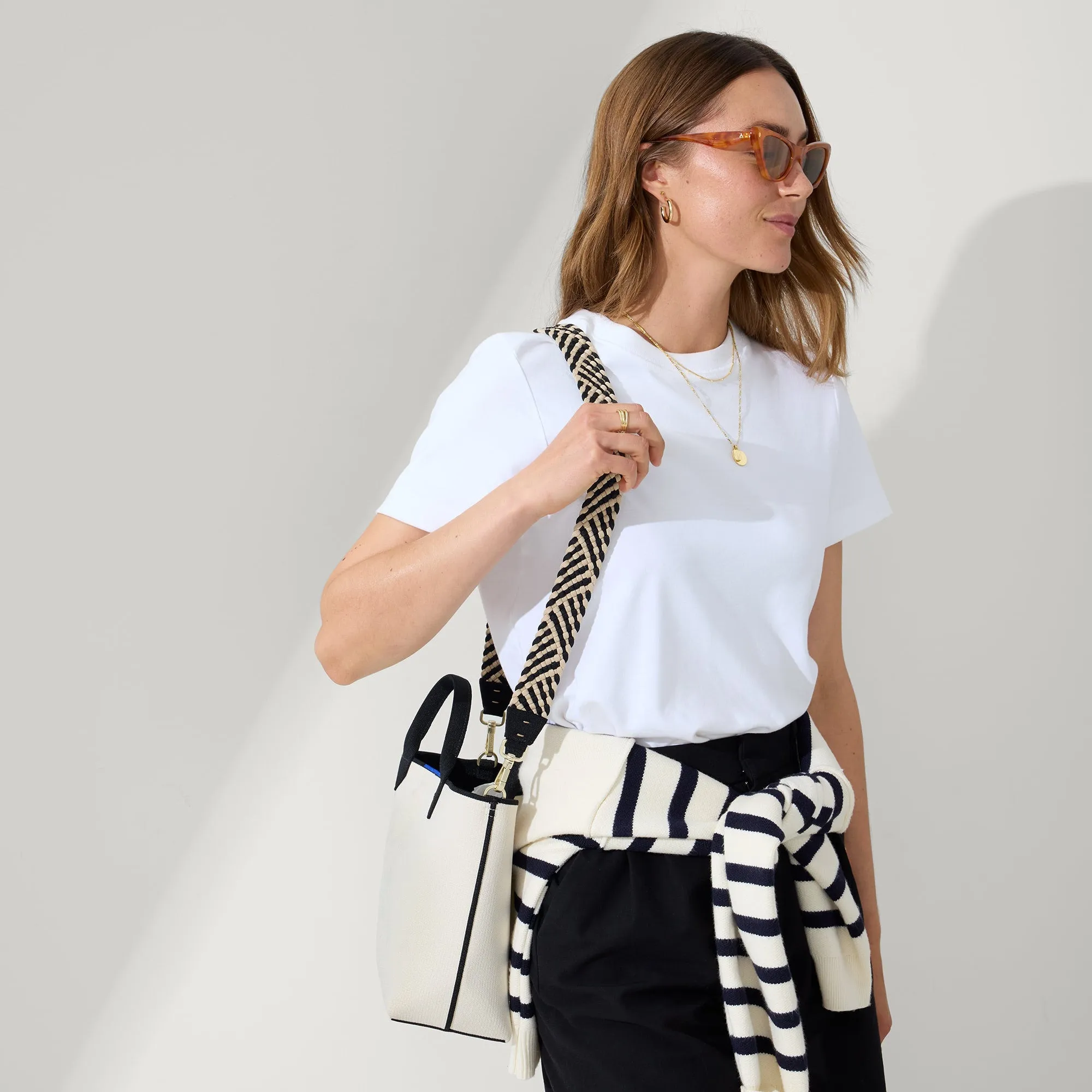 The Crossbody Strap - Black and Ivory Woven