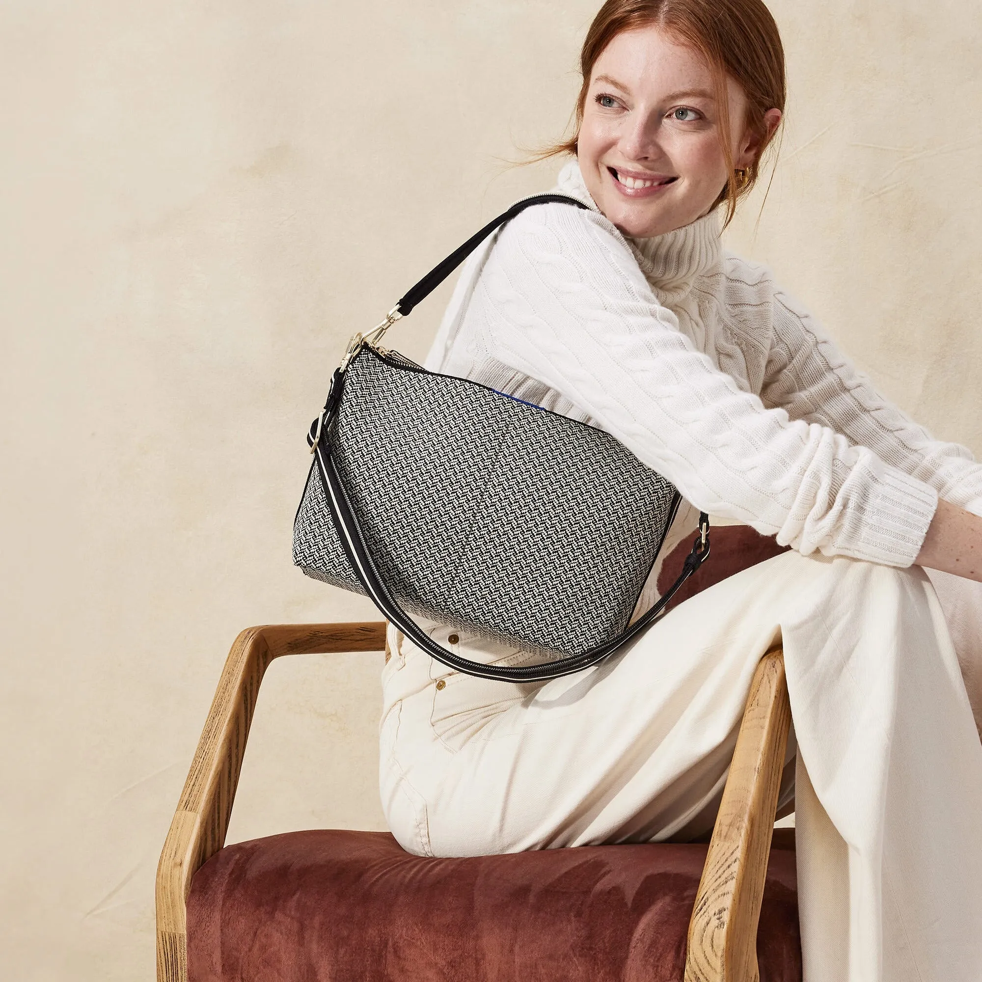 The Daily Crossbody - Black Mist Herringbone