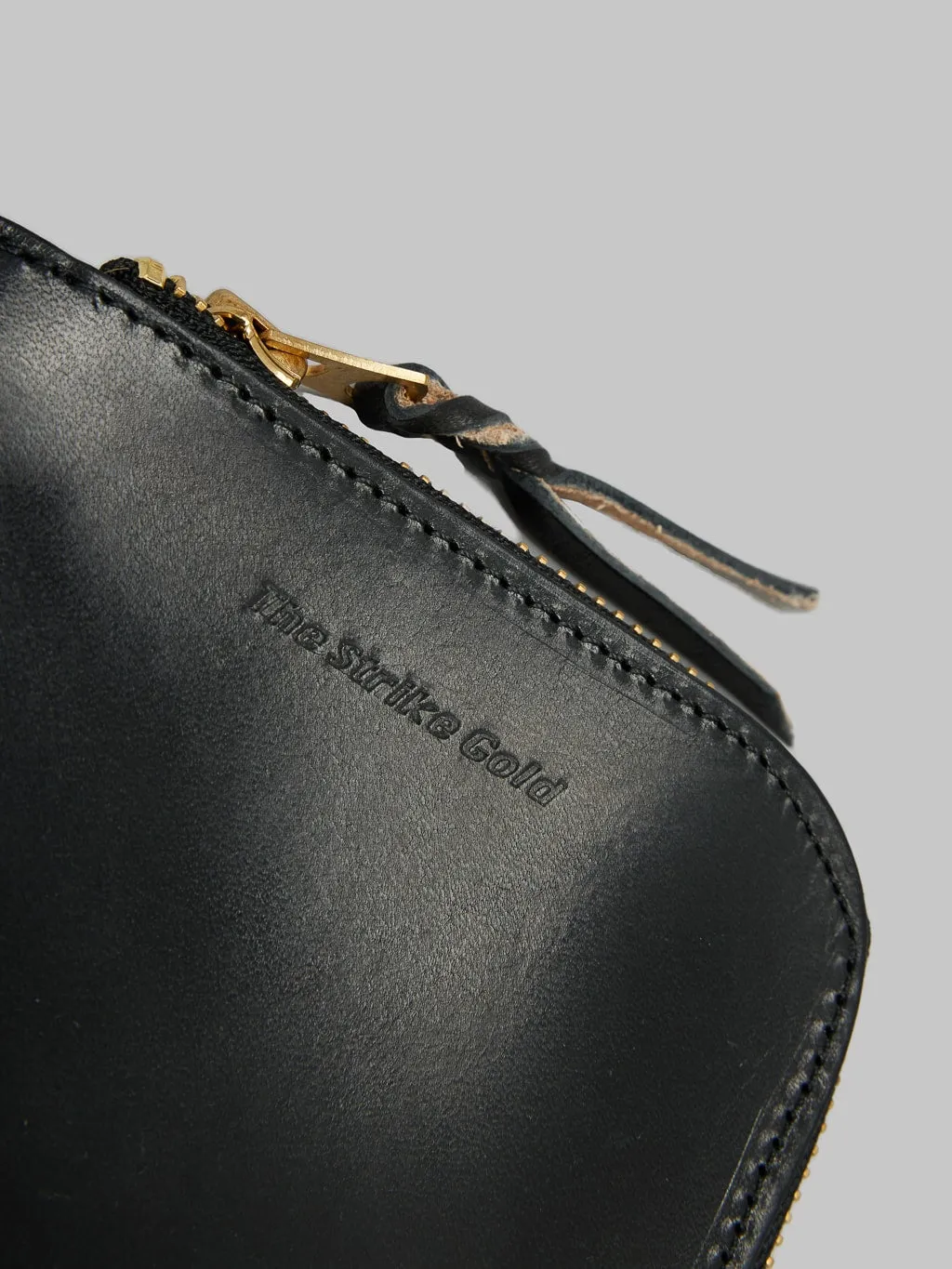 The Strike Gold Italian Leather Zip Wallet Black