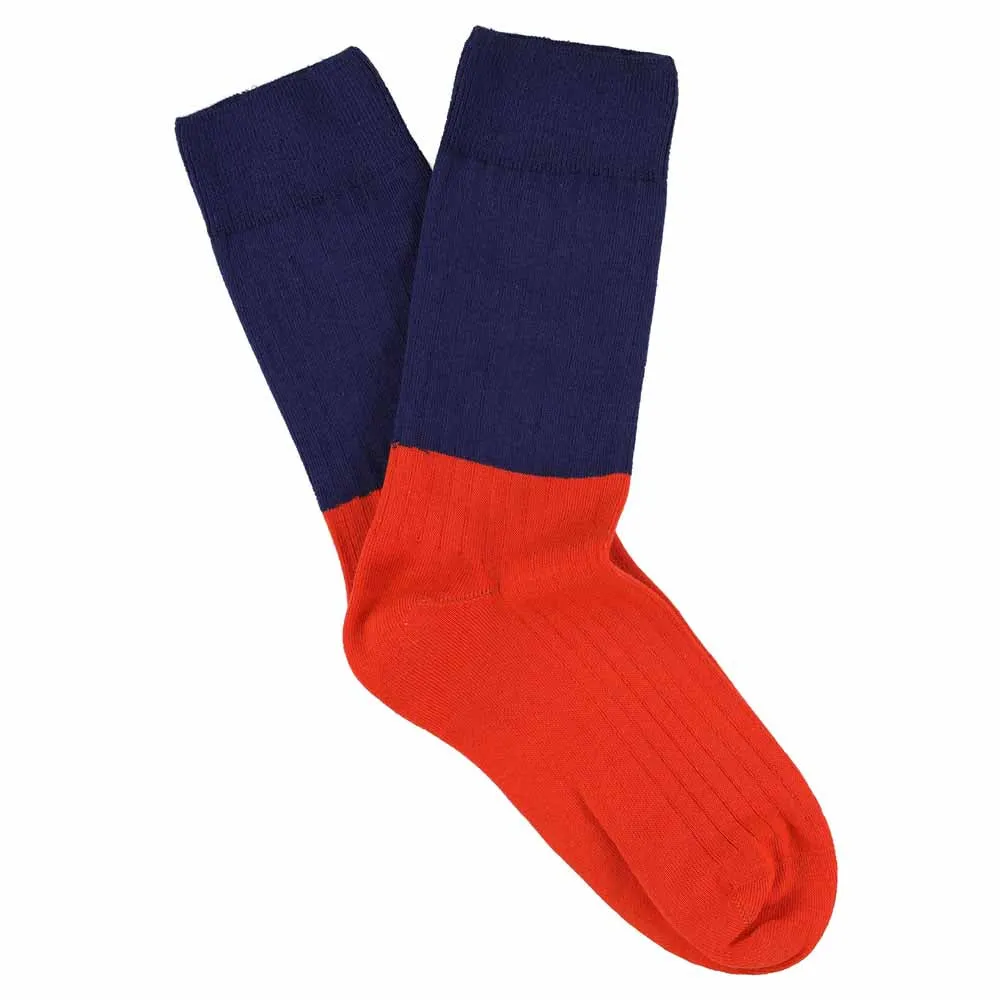 Women Block Socks - Blue / Orange