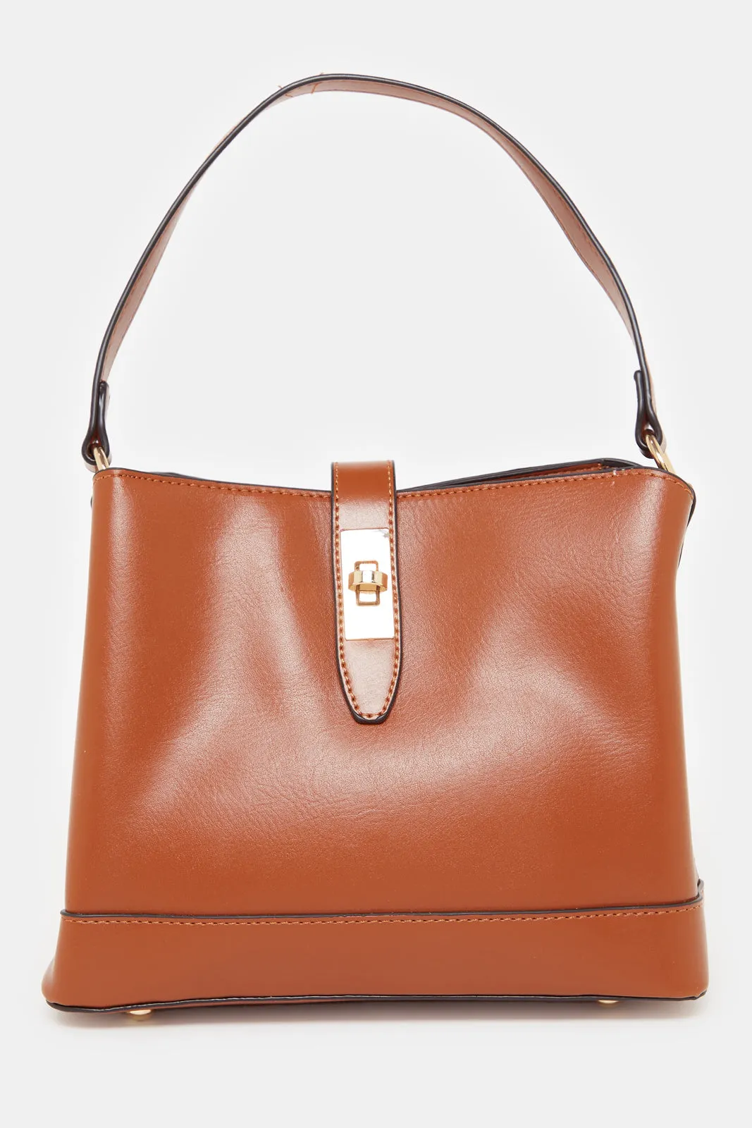 Women Tan Plain Bucket Bag