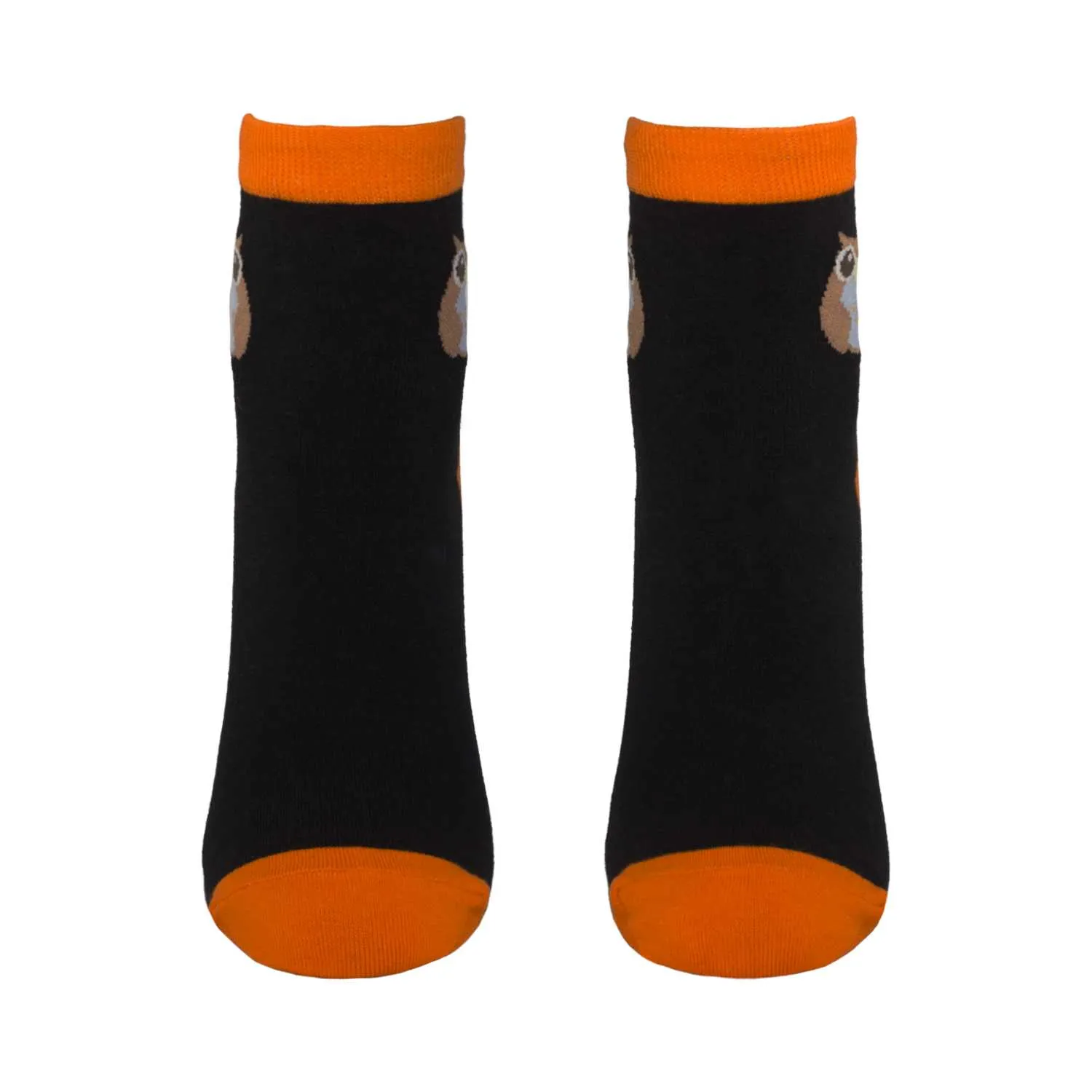 Women's Owl Design Crew Socks - Black