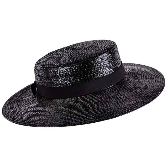 YVES SAINT LAURENT 1980's Black Straw Hat