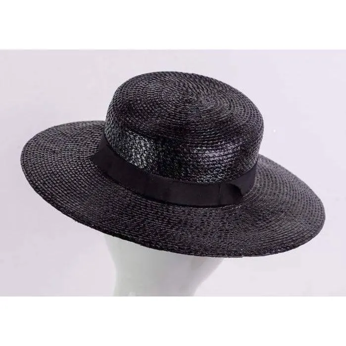 YVES SAINT LAURENT 1980's Black Straw Hat