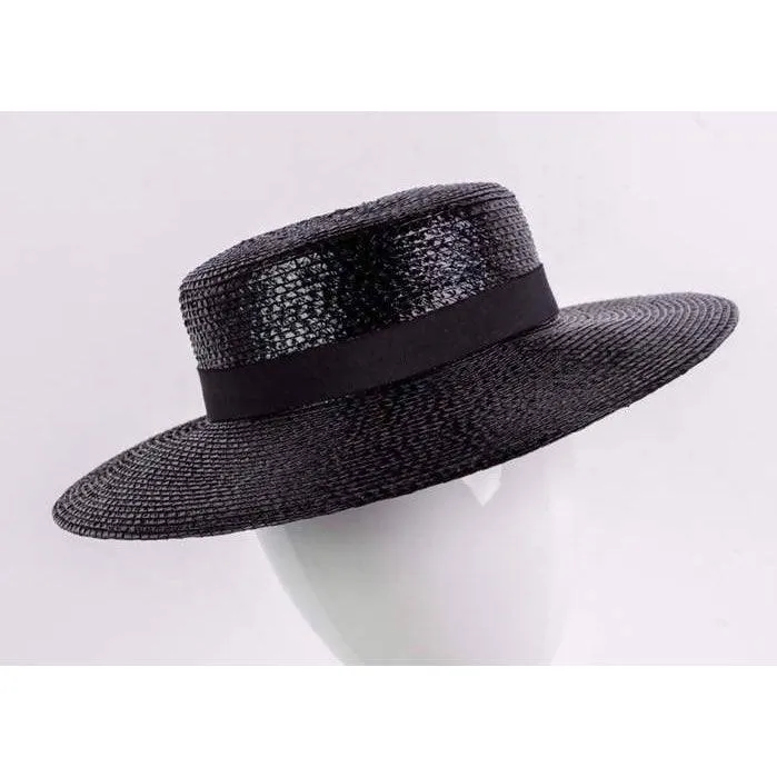 YVES SAINT LAURENT 1980's Black Straw Hat