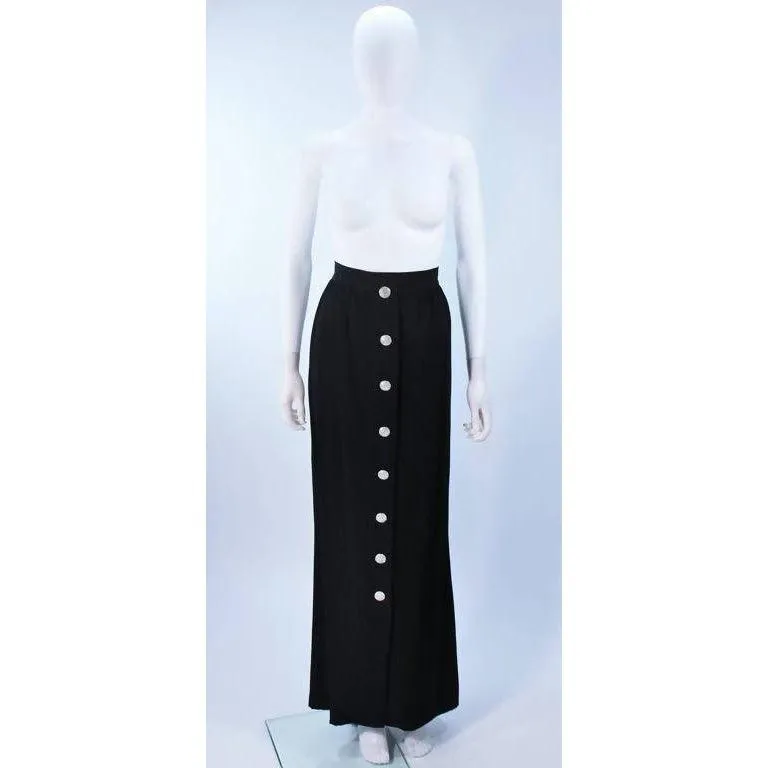 YVES SAINT LAURENT Black Skirt with Rhinestone Buttons | Size 44